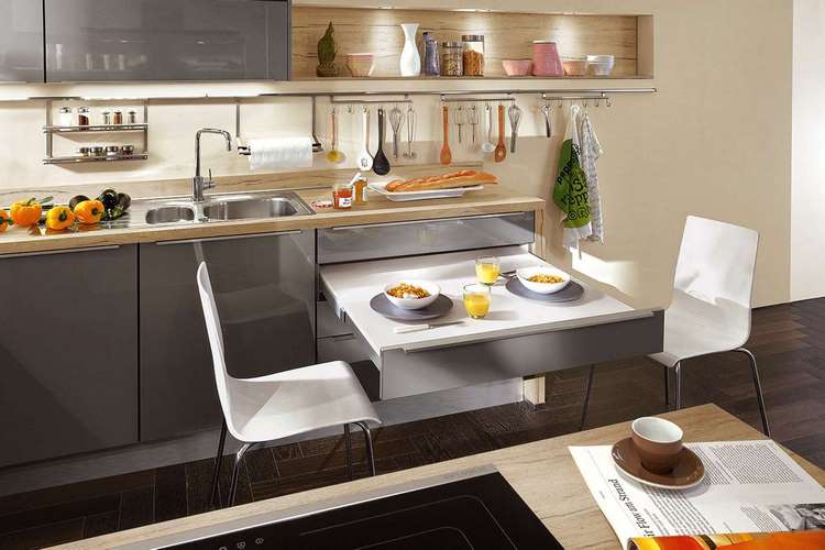 compact kitchen furniture pull out dining table ideas