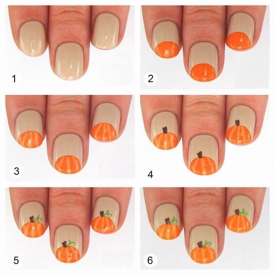 pumpkin nail art tutorial