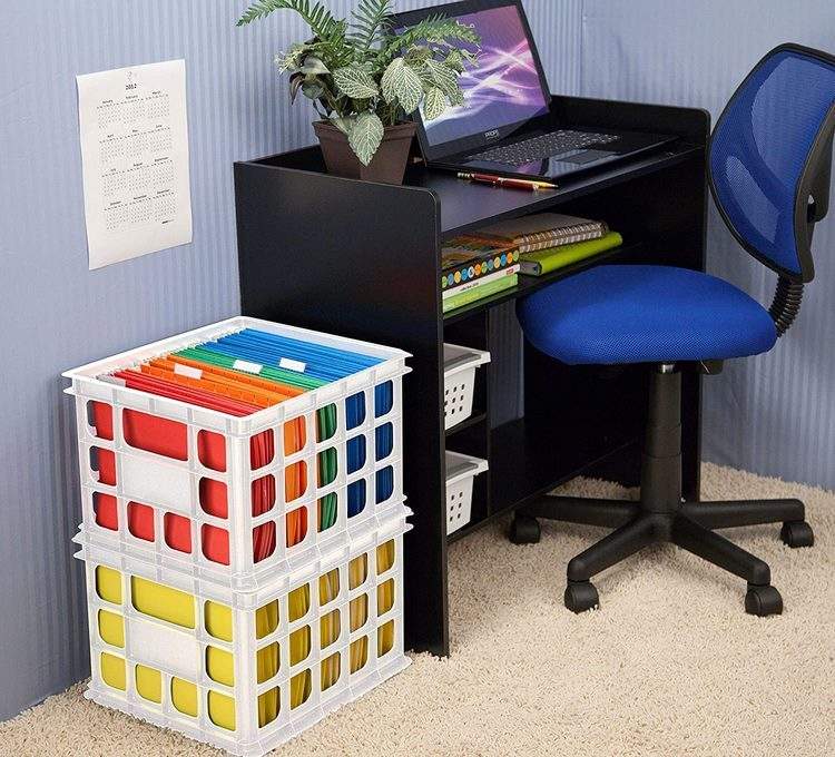 home office ideas desk and storage containers paper organizers