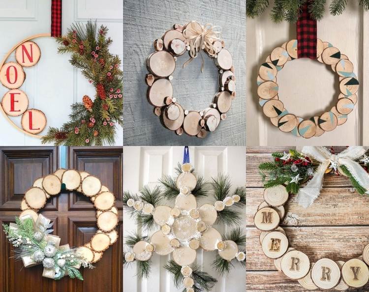 wood slice Christmas wreath ideas