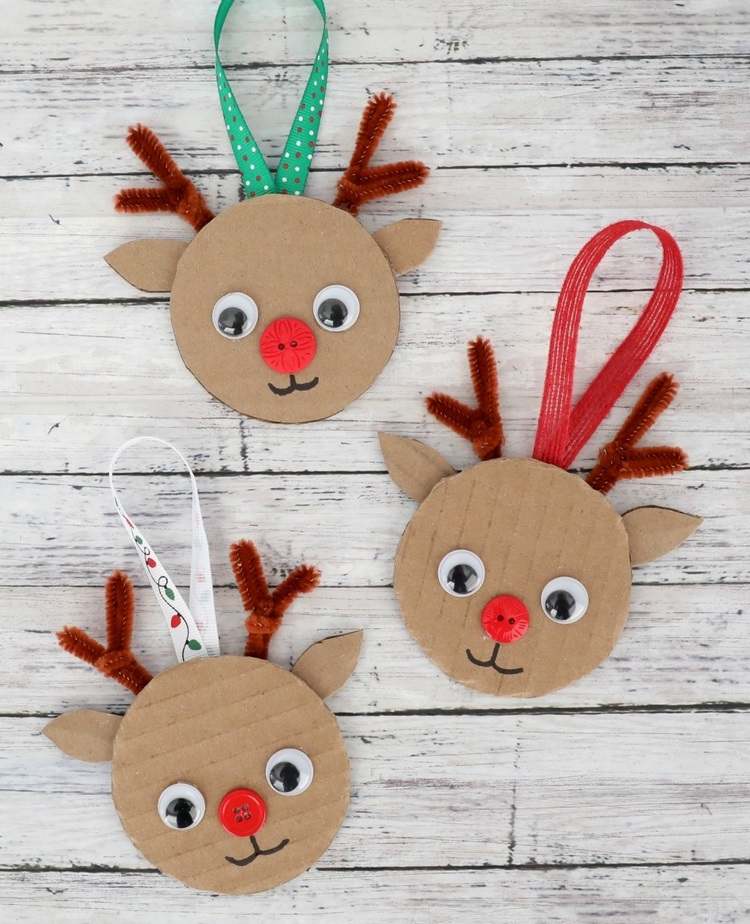 DIY Cardboard Reindeer Ornament crafts for kids
