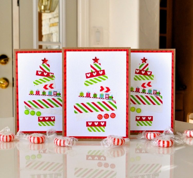 DIY Christmas greeting cards Washi tape craft ideas