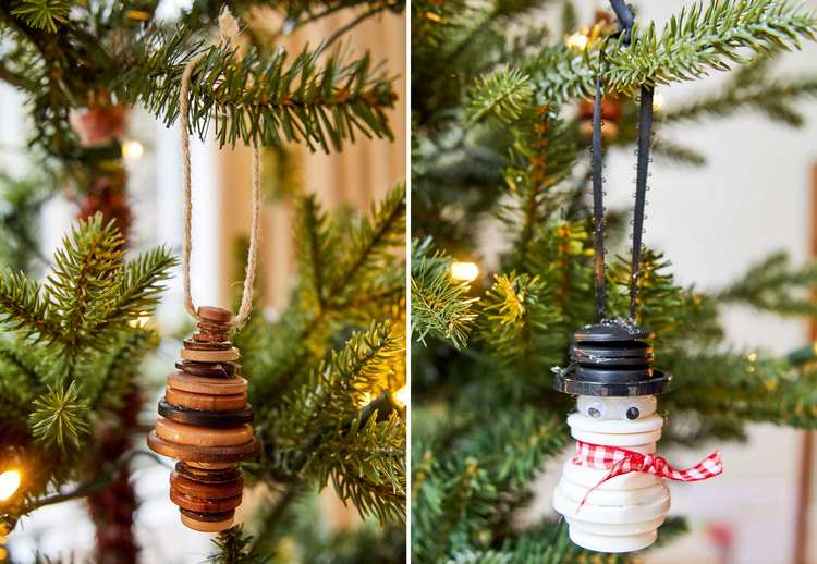 DIY Christmas tree ornaments from buttons fun craft ideas