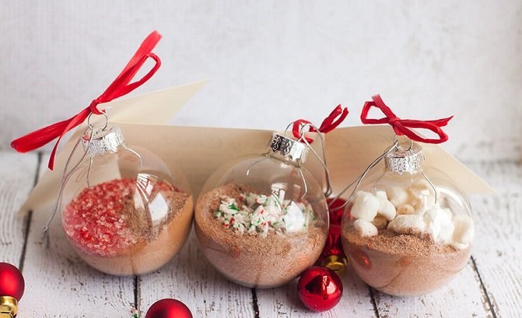 DIY Hot chocolate Christmas ornaments homemade gift ideas