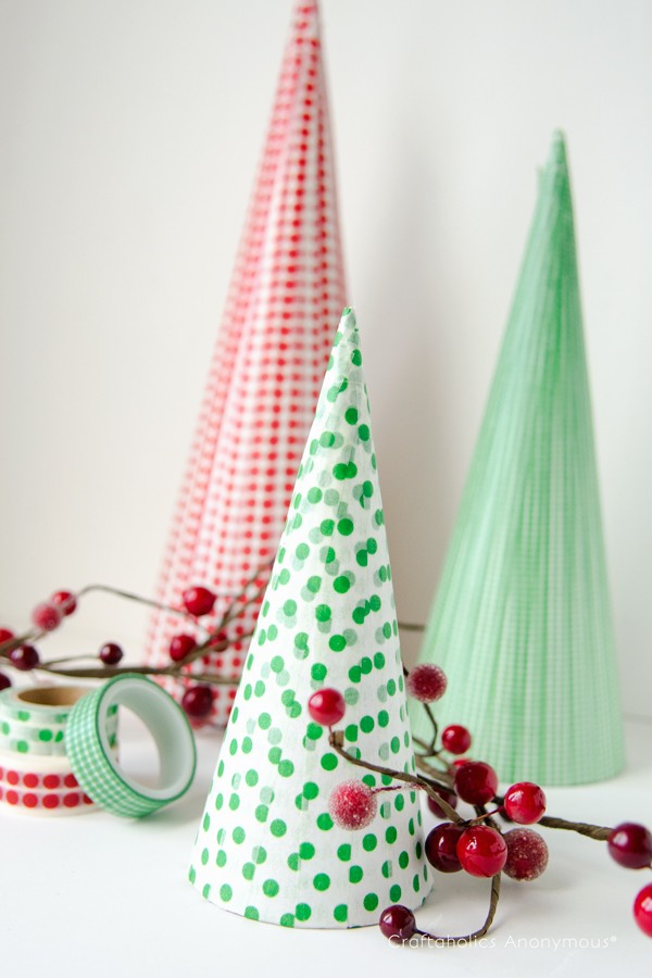 DIY Washi tape Christmas trees easy craft ideas