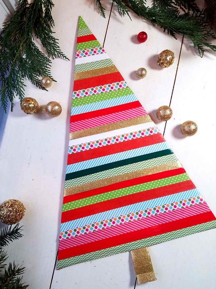 DIY washi tape Christmas tree festive home decor ideas