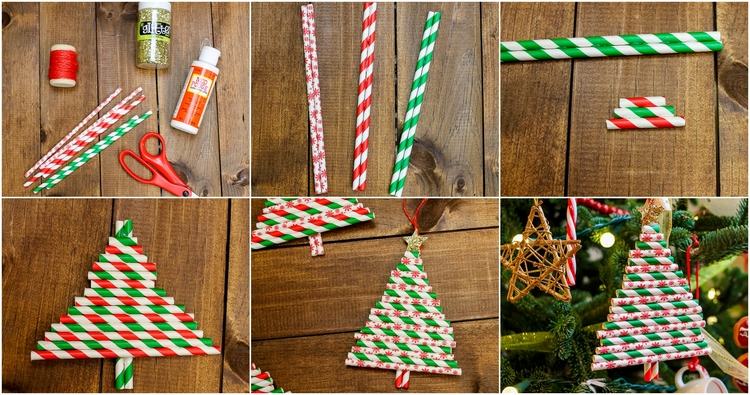 Diy Paper Straw Christmas Tree Ornaments tutorial