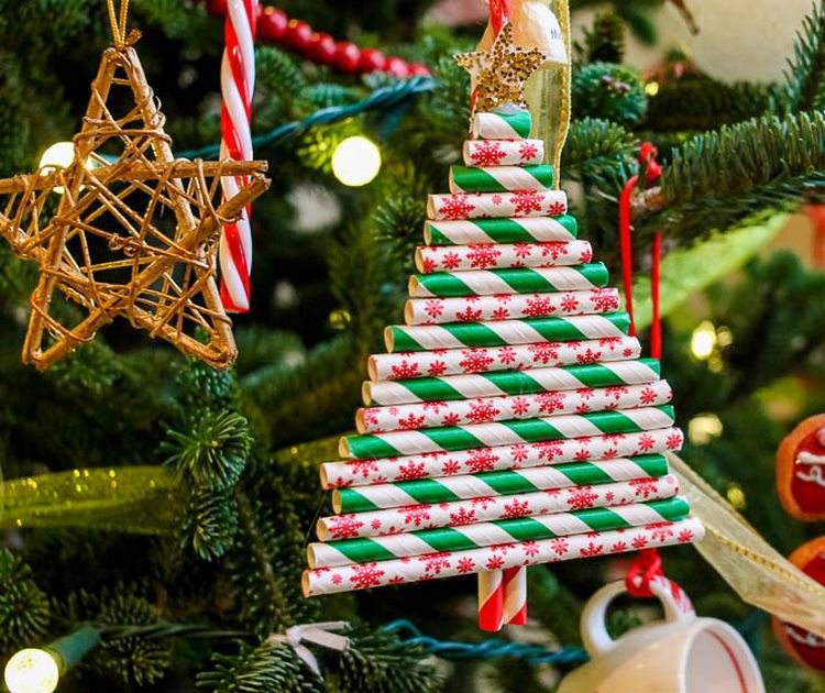 Diy Paper Straw Christmas Tree Ornaments