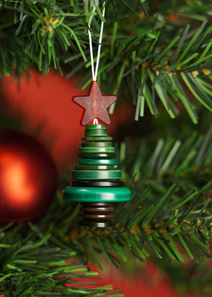Easy button Christmas tree stack ornament