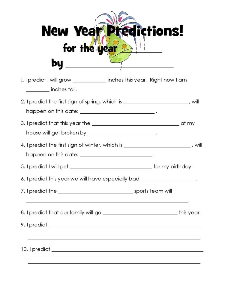 New Year Predictions printable games ideas