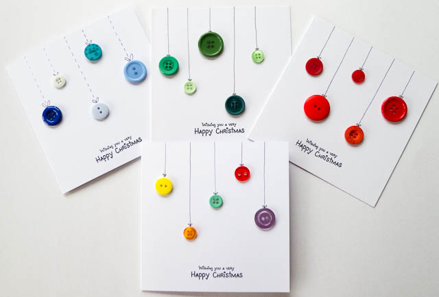 cute and easy Christmas cards button craft ideas for kids