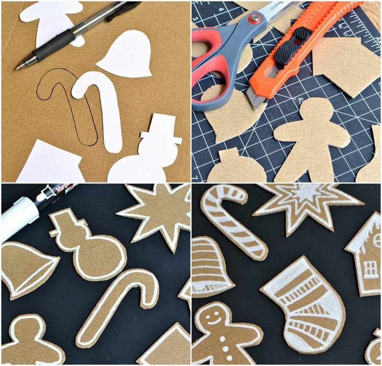 diy cardboard gingerbread ornaments fun paper crafts for kids