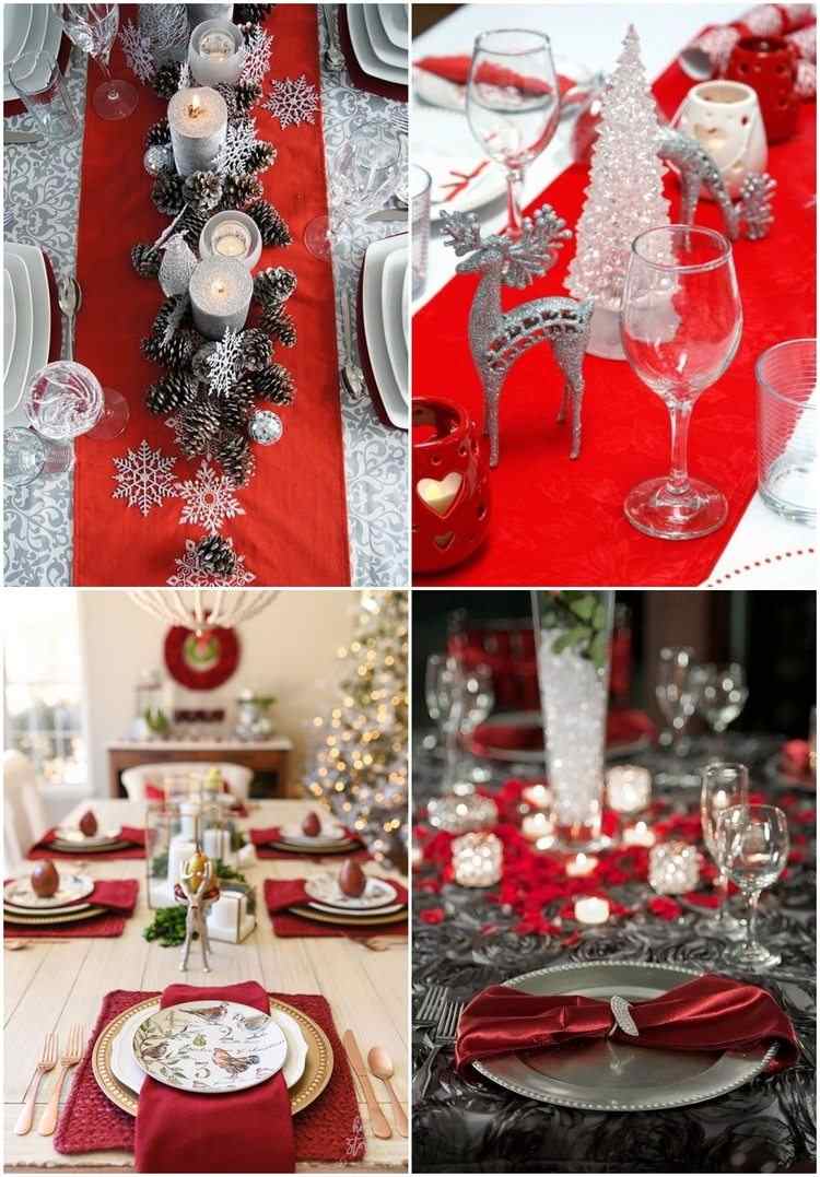 gold and silver table decoration red accent color