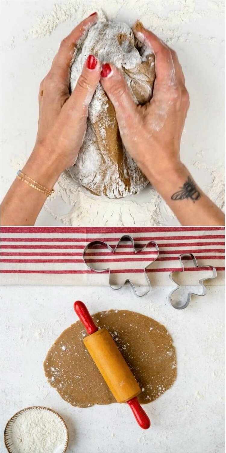 knead cookie dough christmas gingerbread wreath