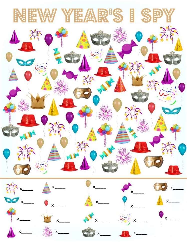printable New Year I Spy fun games for kids