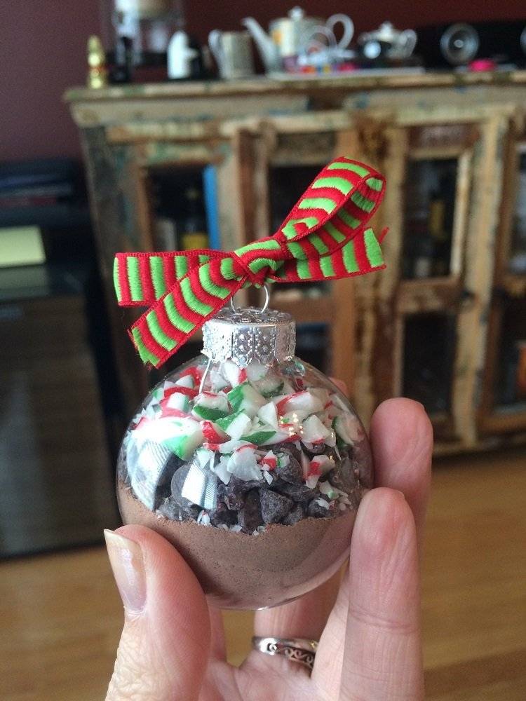 small Christmas ball with hot chocolate