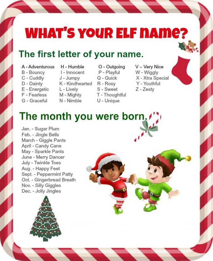 what is your elf name fun activity for children and families