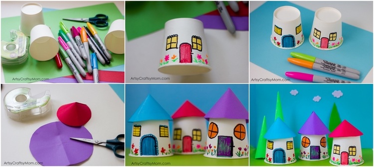Easy and fun paper cups craft projects how to make a village