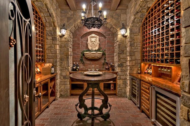 Mediterranean style home wine cellar