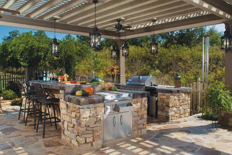 beautiful outdoor kitchen ideas stone and metal