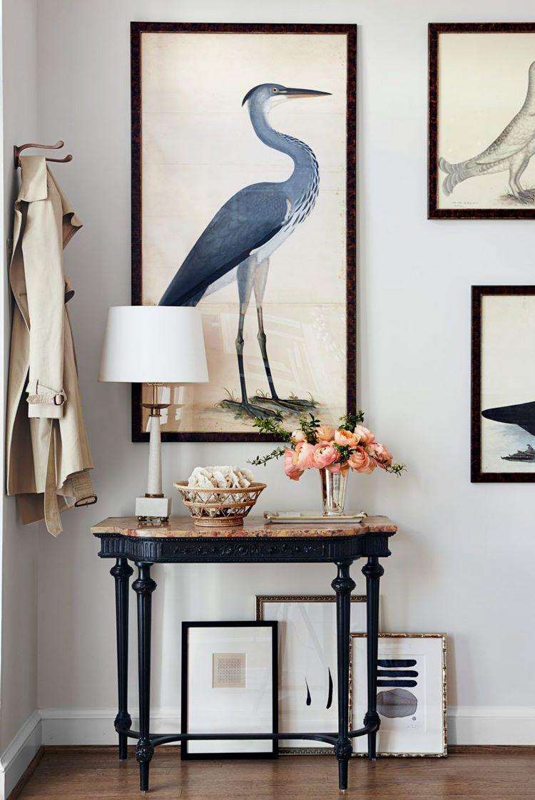 console table and wall art entryway decor ideas