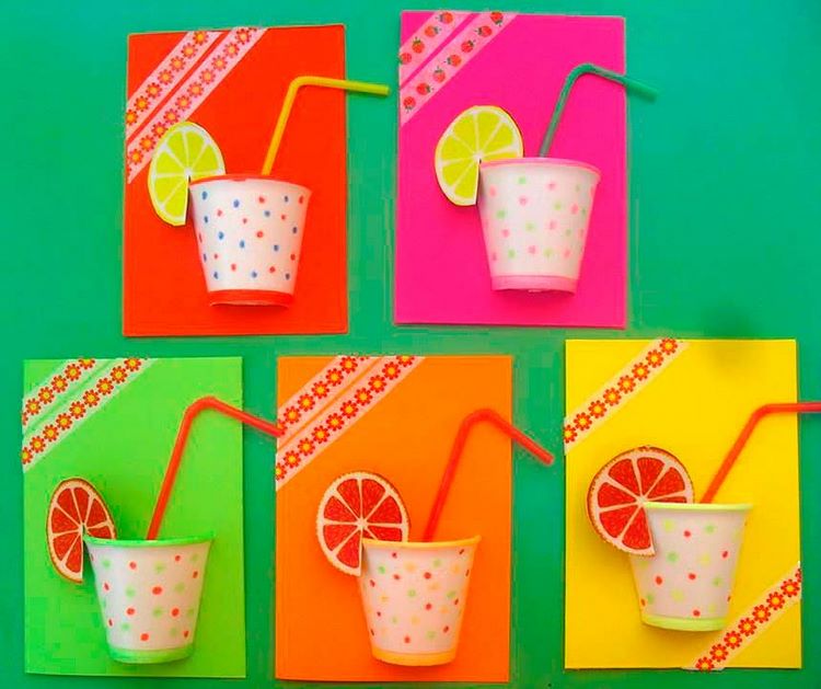 DIY summer drink cards with paper cups