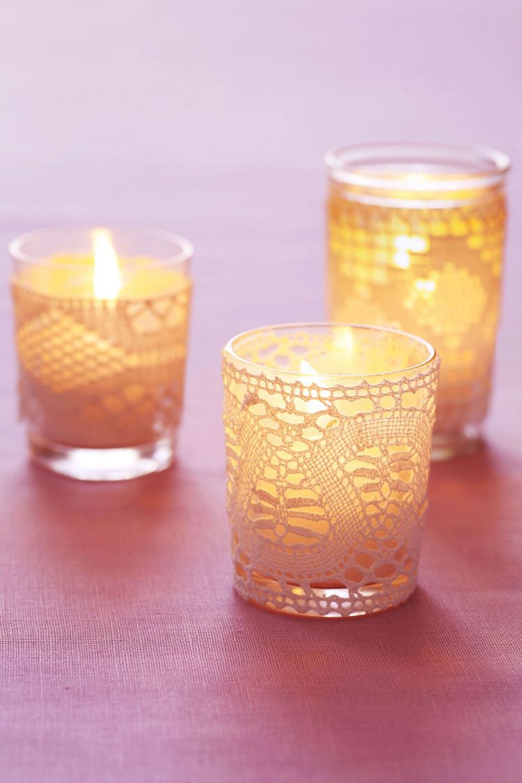 lace votive valentines day crafts ideas DIY candles