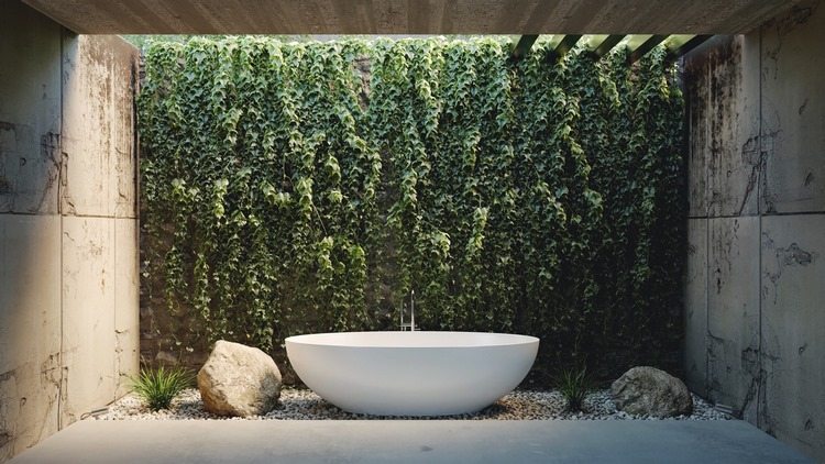 master bathroom decor ideas freestanding tub vertical garden