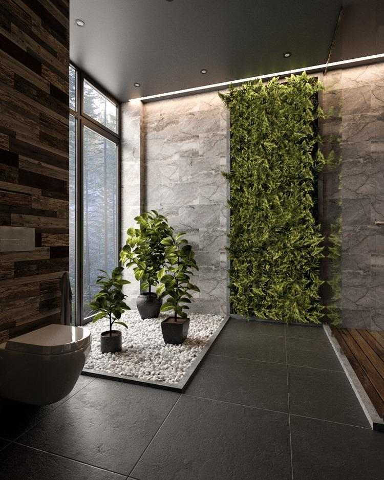 master bathroom design vertical garden wall decoration