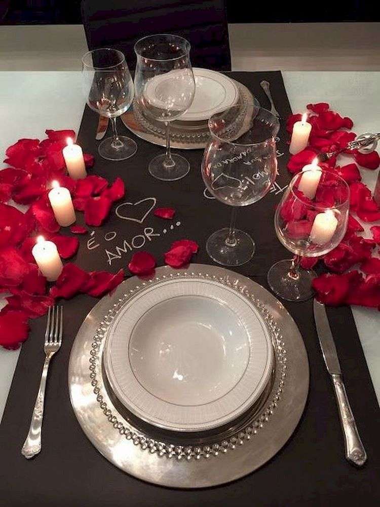 romantic dinner for two table decorating ideas black white and red colors