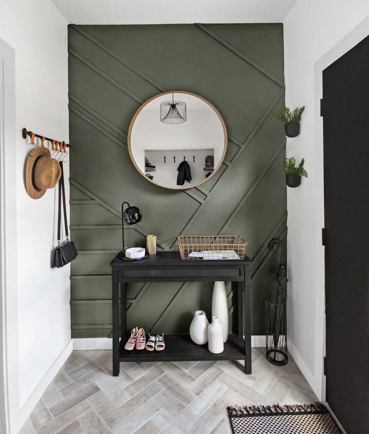 small entryway ideas accent wall and mirror