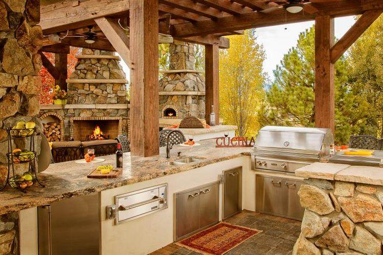 trendy ideas outdoor kitchen design natural stone wood