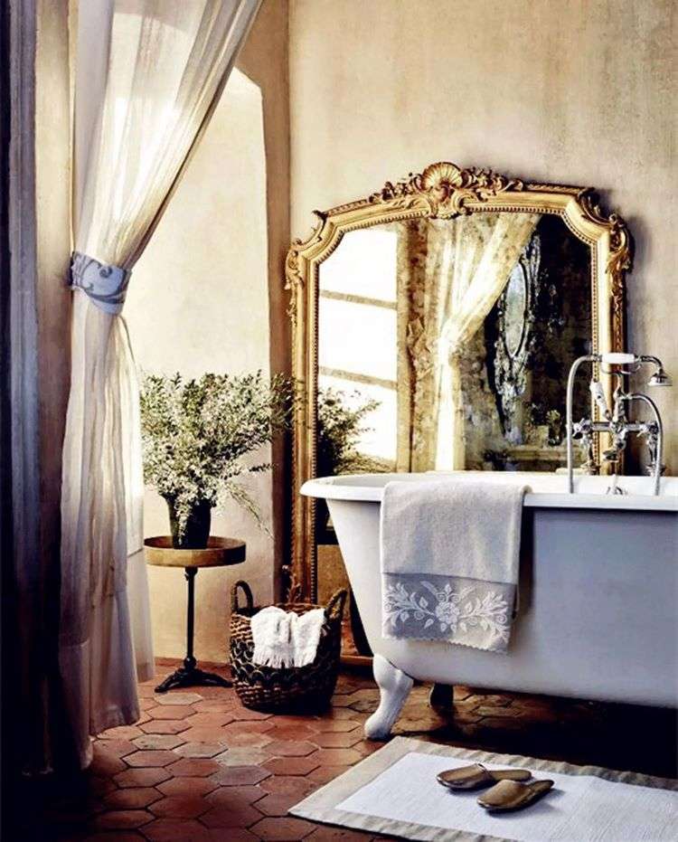 features of Provencal style decor in bathroom interiors