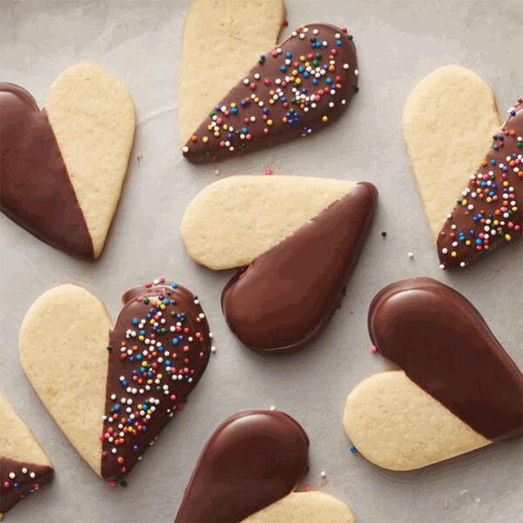Chocolate dipped Heart shaped Cookies Recipe