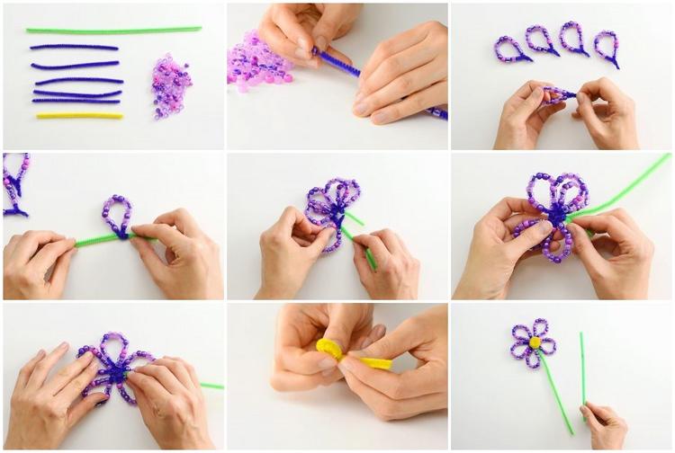 DIY Beaded Pipe Cleaner Flowers tutorial