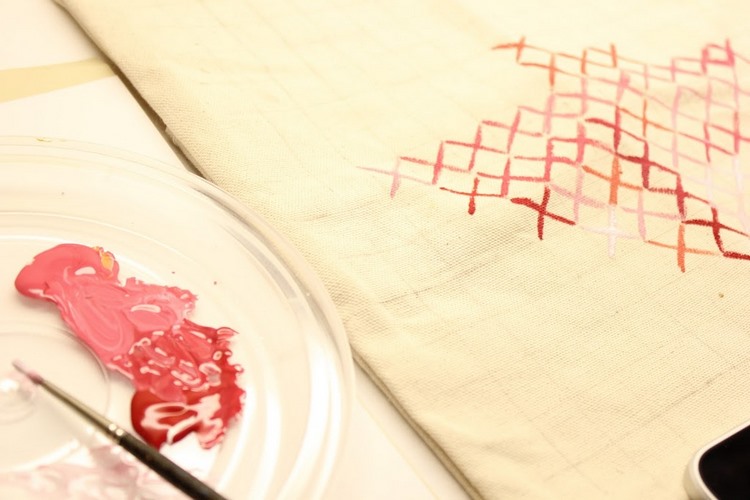 DIY Painted Cross Stitch Valentines Day Pillow tutorial