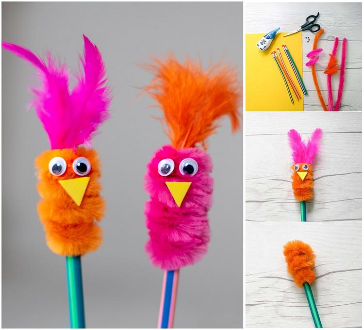 DIY Pipe Cleaner Bird Pencil Topper