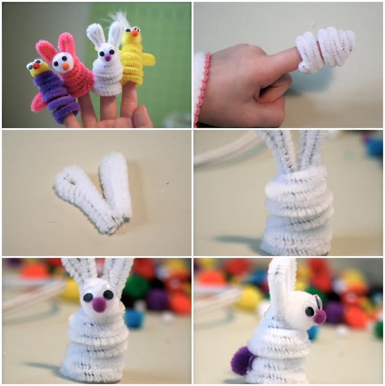 DIY Pipe Cleaner Bunny Finger Puppets