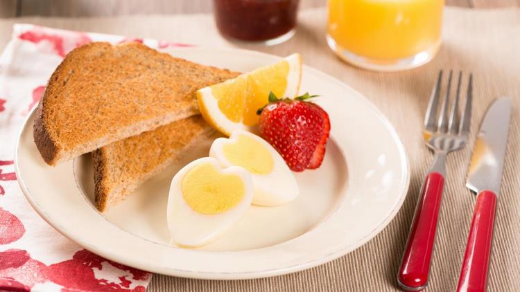 Heart shaped boiled eggs breakfast ideas for February 14