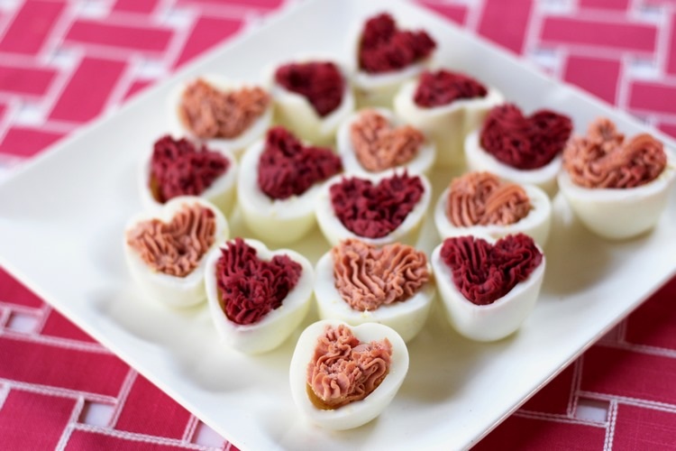 Heart shaped deviled eggs valentines day menu ideas