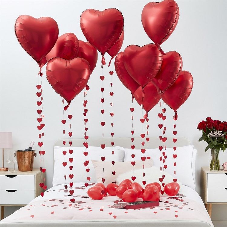 bedroom decoration ideas rose petals and balloons