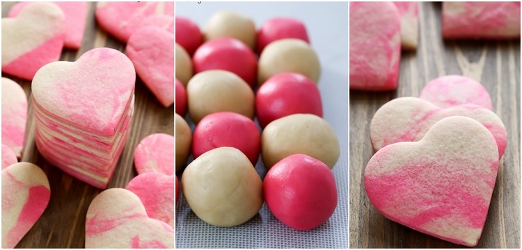 Valentines Day Marble Heart Sugar Cookies