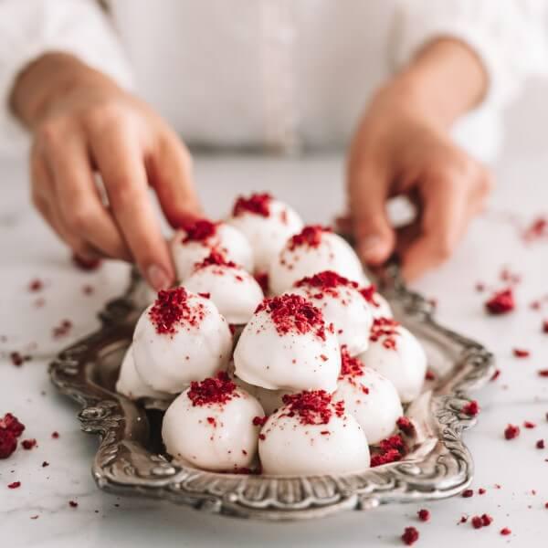 raspberry white chocolate and Prosecco truffles recipe Valentines day ideas