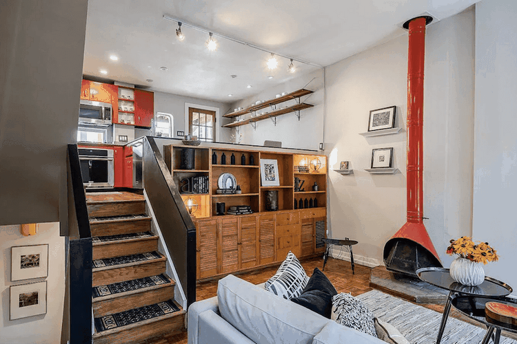 modern open plan living space kitchen living room