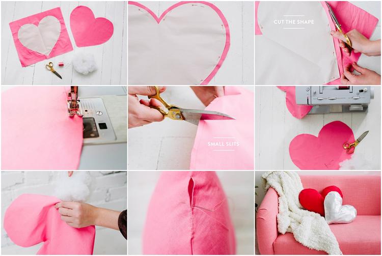 diy valentines day heart shaped pillow