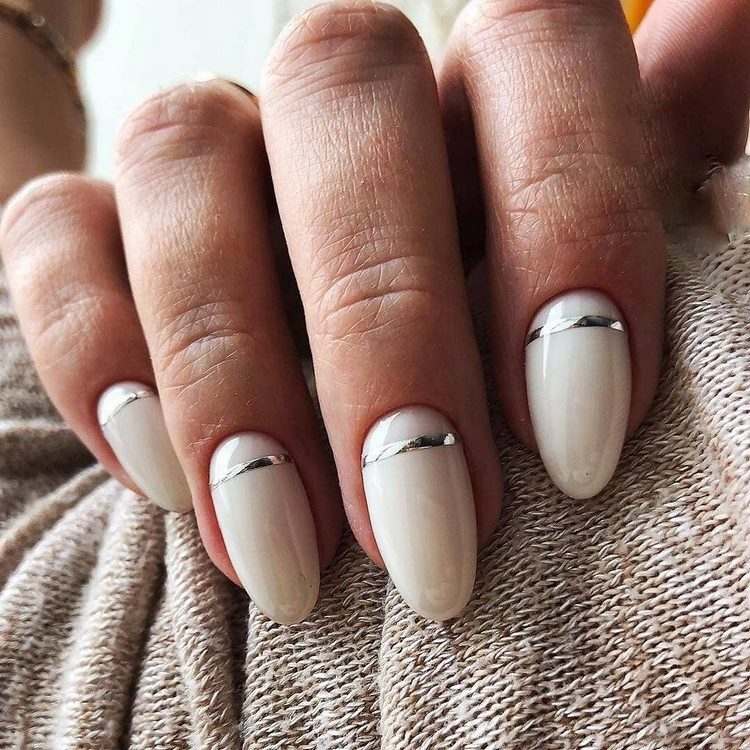 elegant nail art with silver decoration