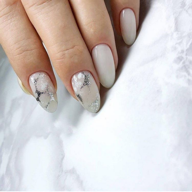 marble nail art milky manicure