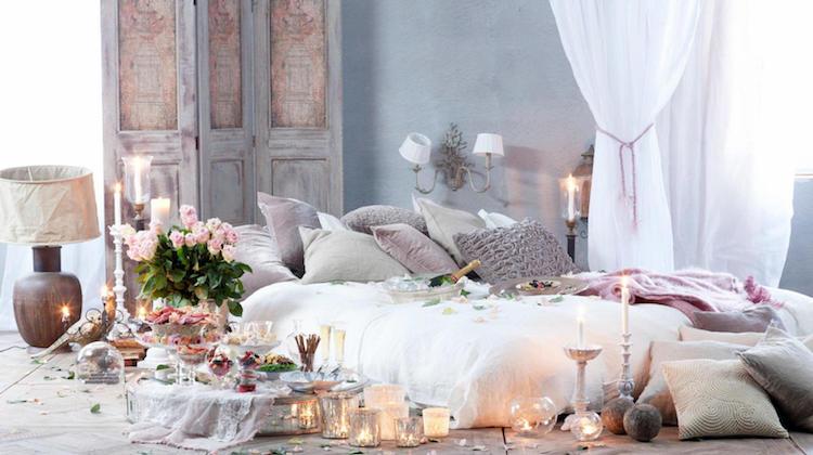 romantic decoration valentine bedroom pink candles pastel color palette