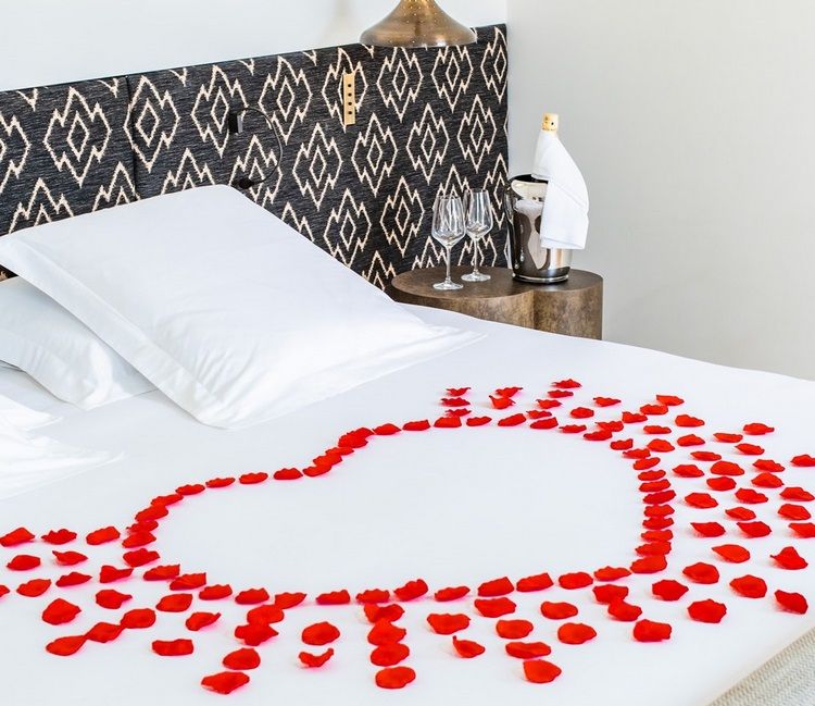 rose petals heart Valentines day romantic bedroom decoration