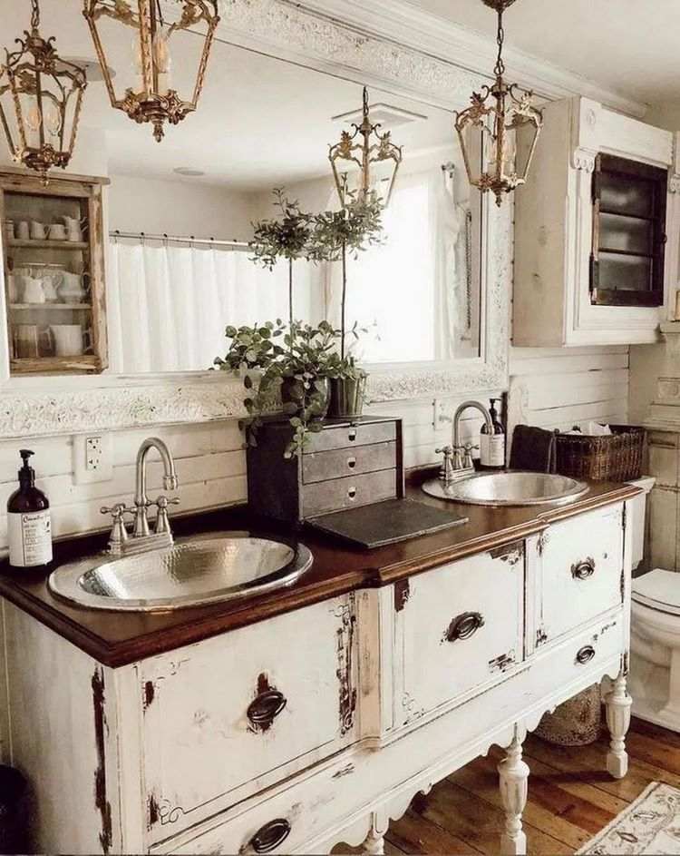 vintage furniture vanity cabinet Provence style interior ideas